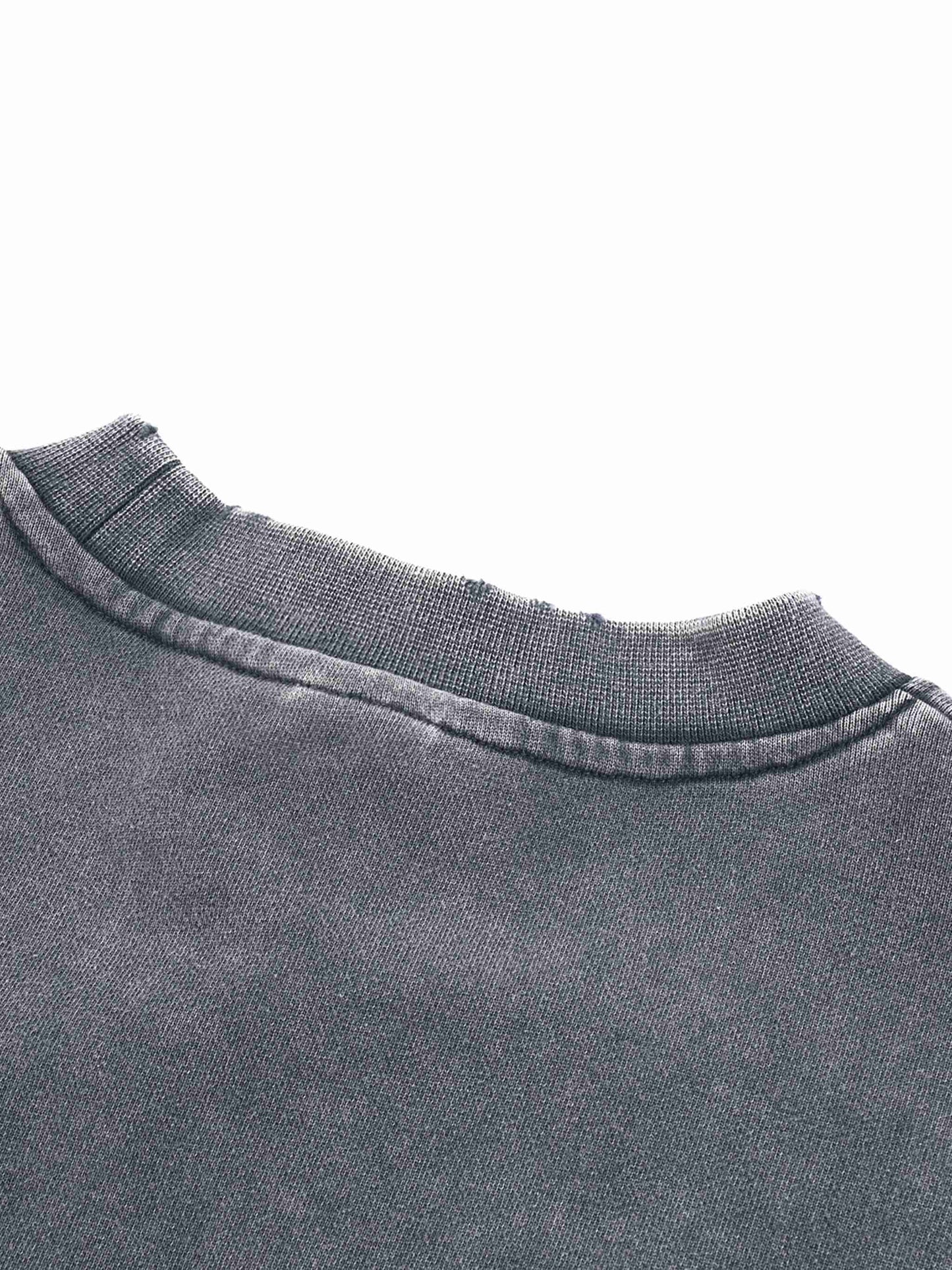 Snow Washed Raw Edge Cropped Sweatshirt - Tribemodeplus