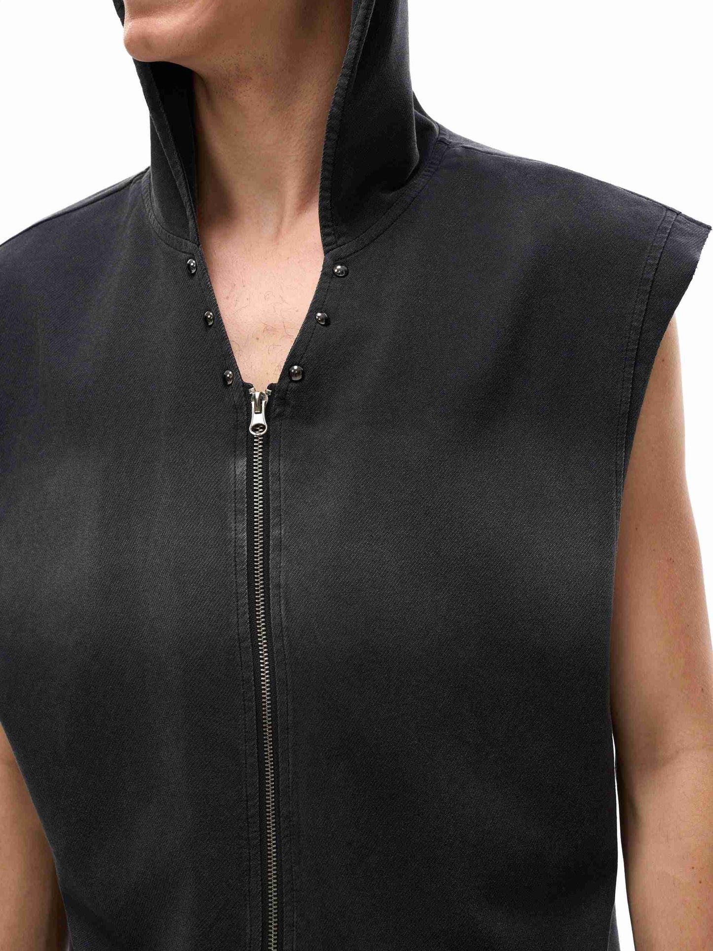 Vintage Washed Zip-Up Hooded Tank Top - Tribemodeplus