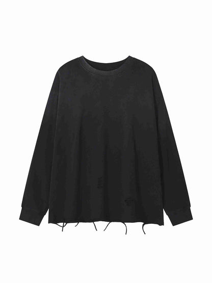 Snow Wash Raw Edge Cotton T-Shirt - Tribemodeplus