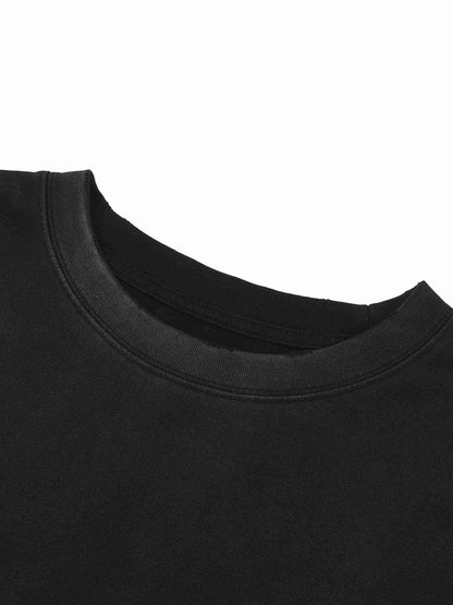 Snow Wash Raw Edge Cotton T-Shirt - Tribemodeplus