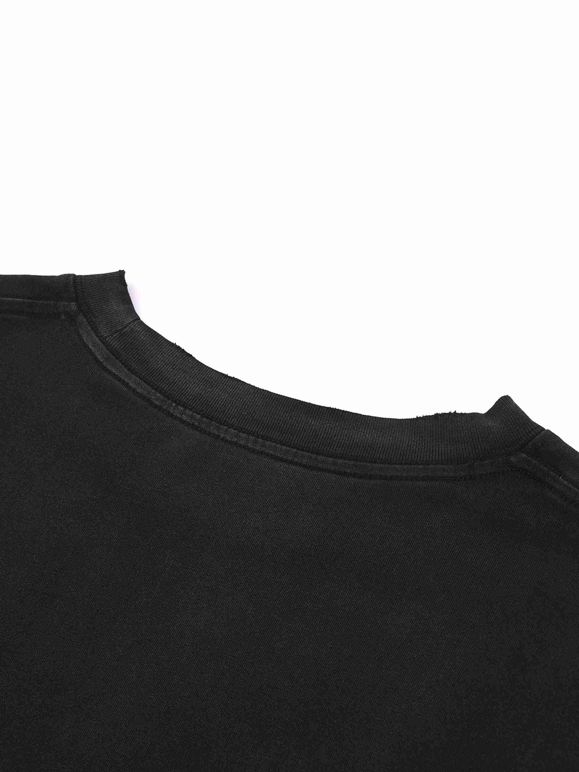 Snow Wash Raw Edge Cotton T-Shirt - Tribemodeplus