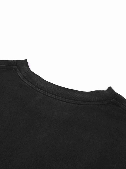 Snow Wash Raw Edge Cotton T-Shirt - Tribemodeplus
