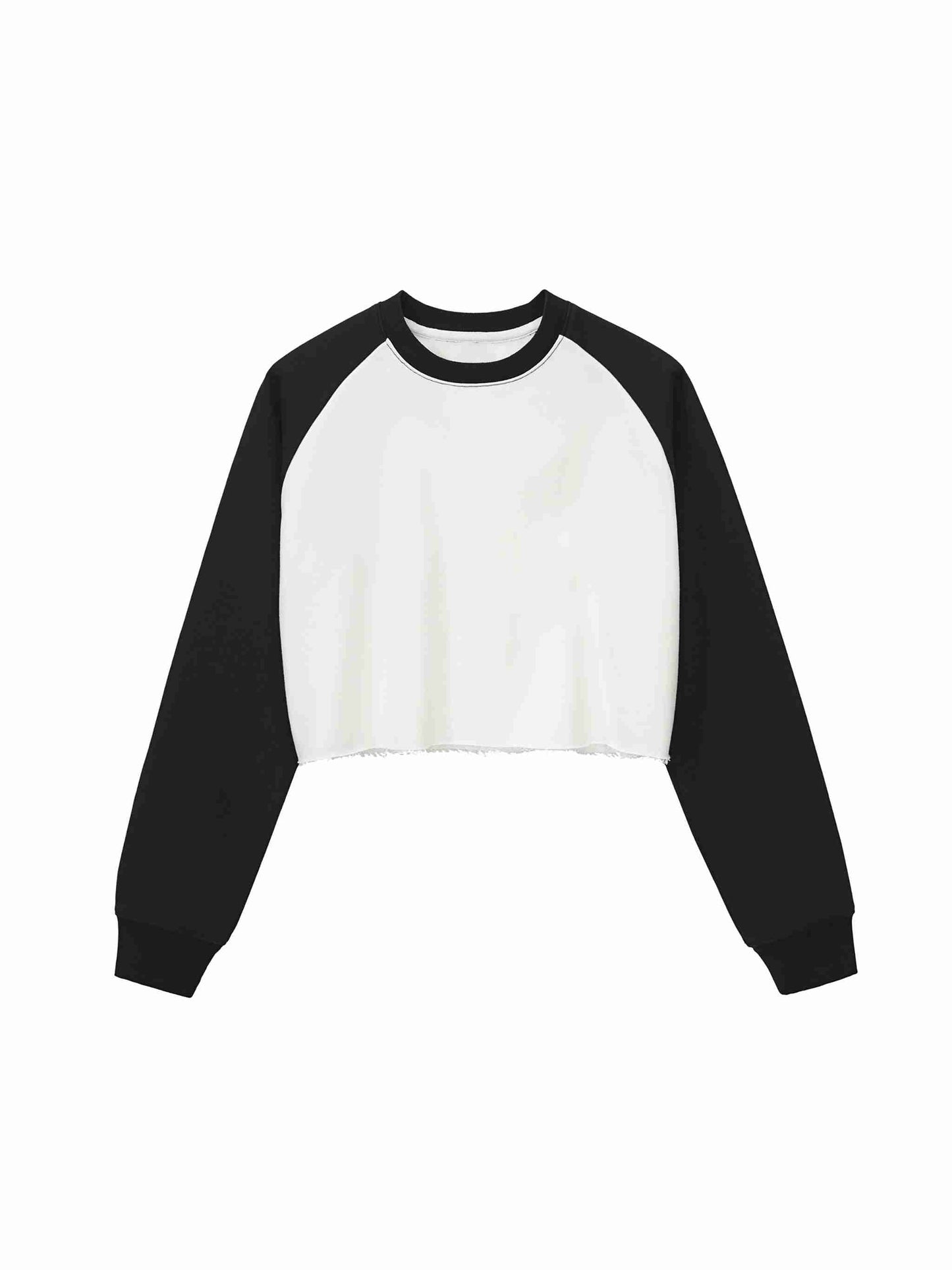 Raw-Hem Color-Block Raglan Crop Sweatshirt - Tribemodeplus
