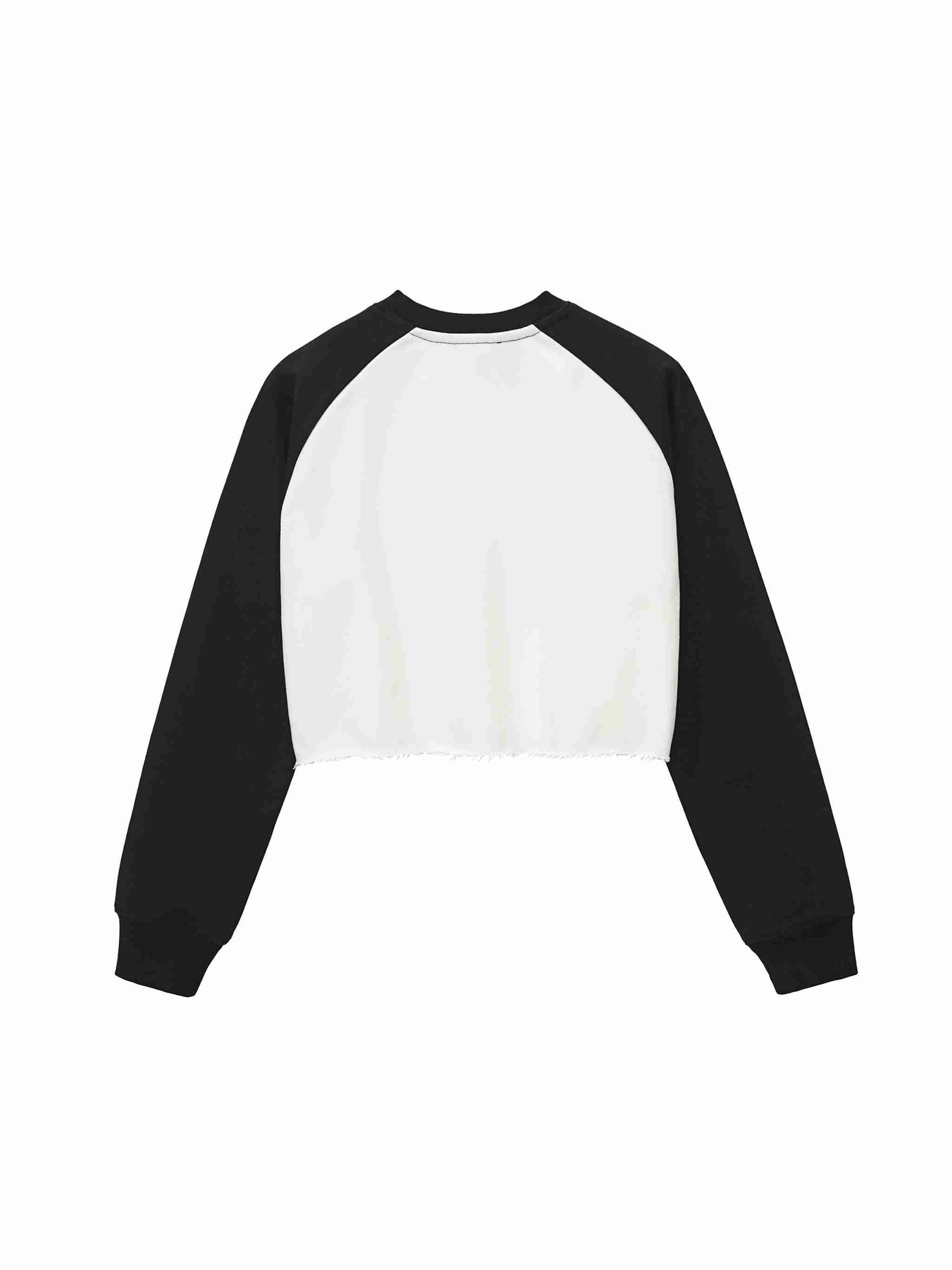 Raw-Hem Color-Block Raglan Crop Sweatshirt - Tribemodeplus