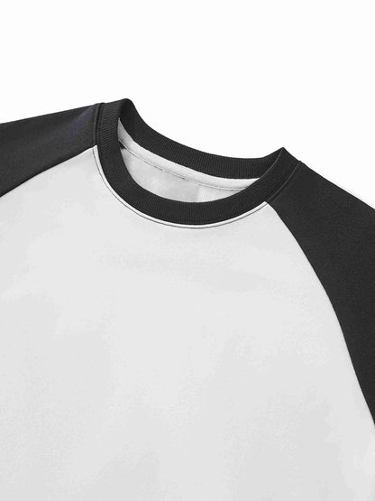 Raw-Hem Color-Block Raglan Crop Sweatshirt - Tribemodeplus