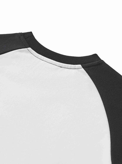 Raw-Hem Color-Block Raglan Crop Sweatshirt - Tribemodeplus