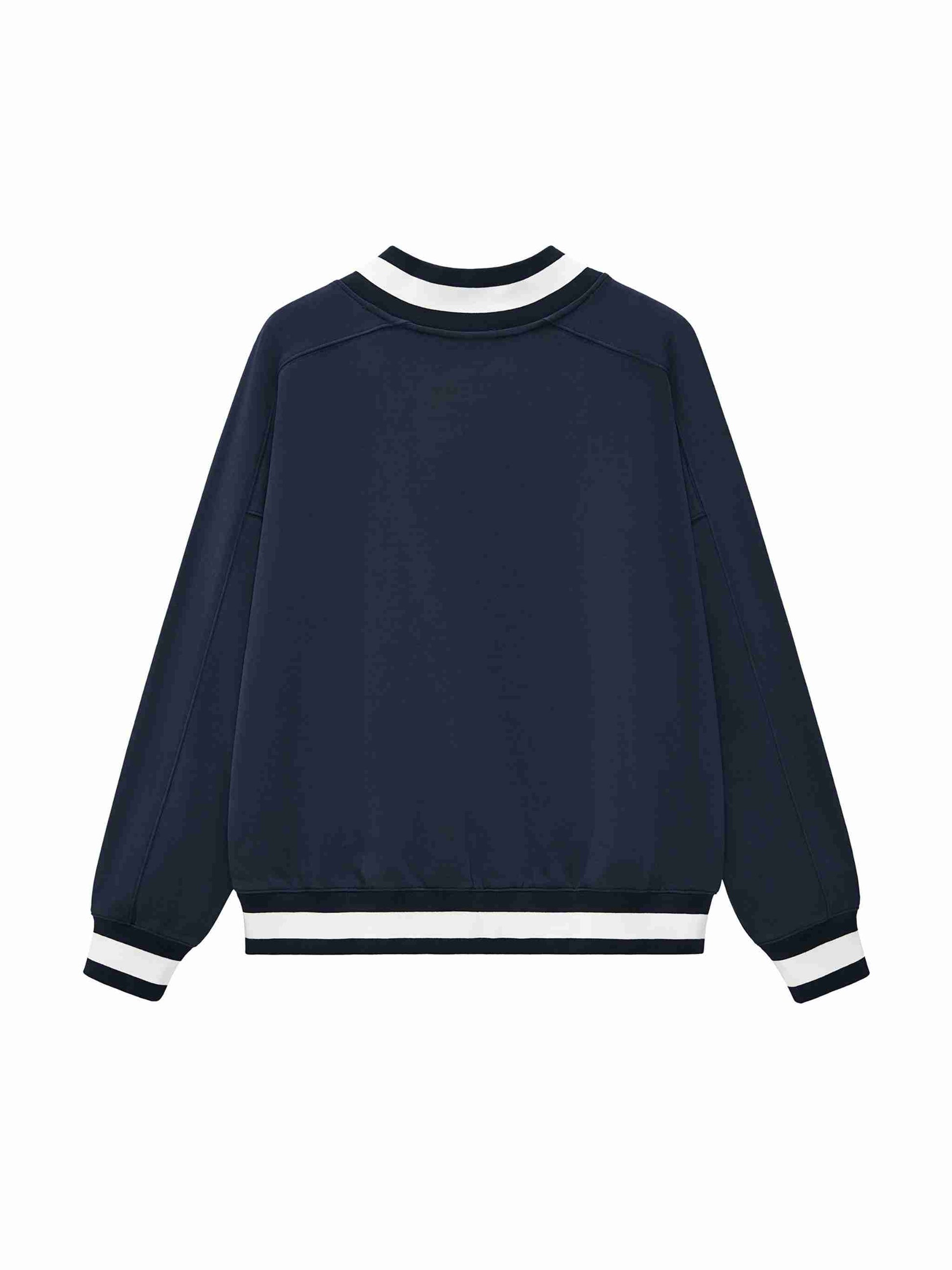 V-Neck Contrast Collar Boxy Sweatshirt - Tribemodeplus