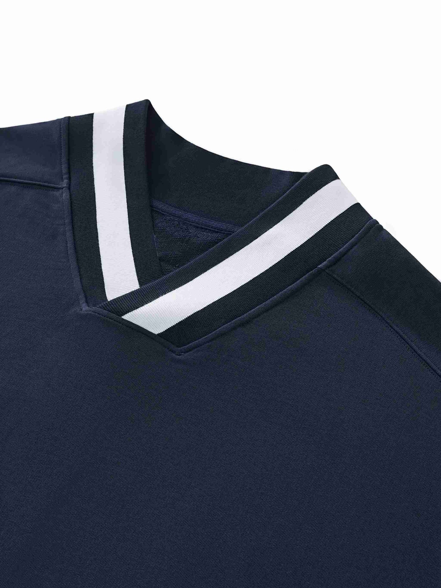 V-Neck Contrast Collar Boxy Sweatshirt - Tribemodeplus