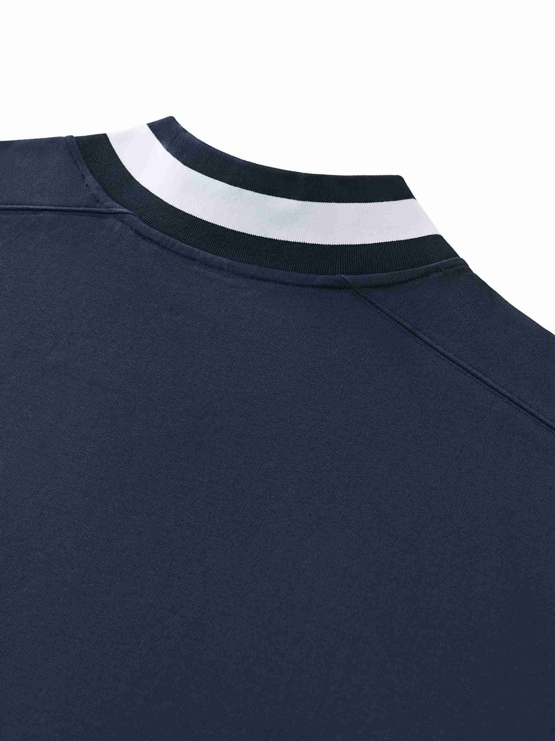 V-Neck Contrast Collar Boxy Sweatshirt - Tribemodeplus