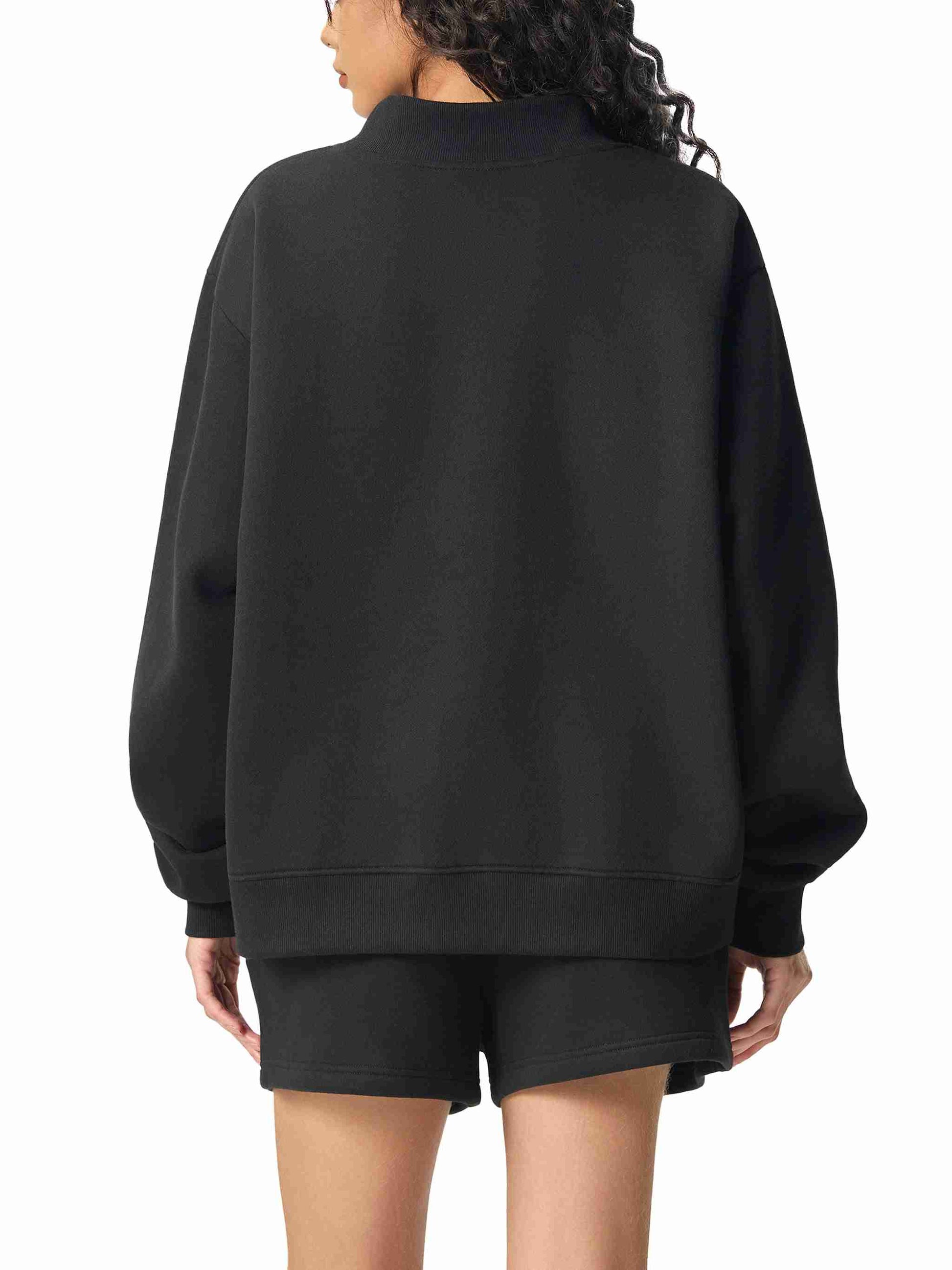 Essential Fleece Mock-Neck Crew Sweatshirt - Tribemodeplus