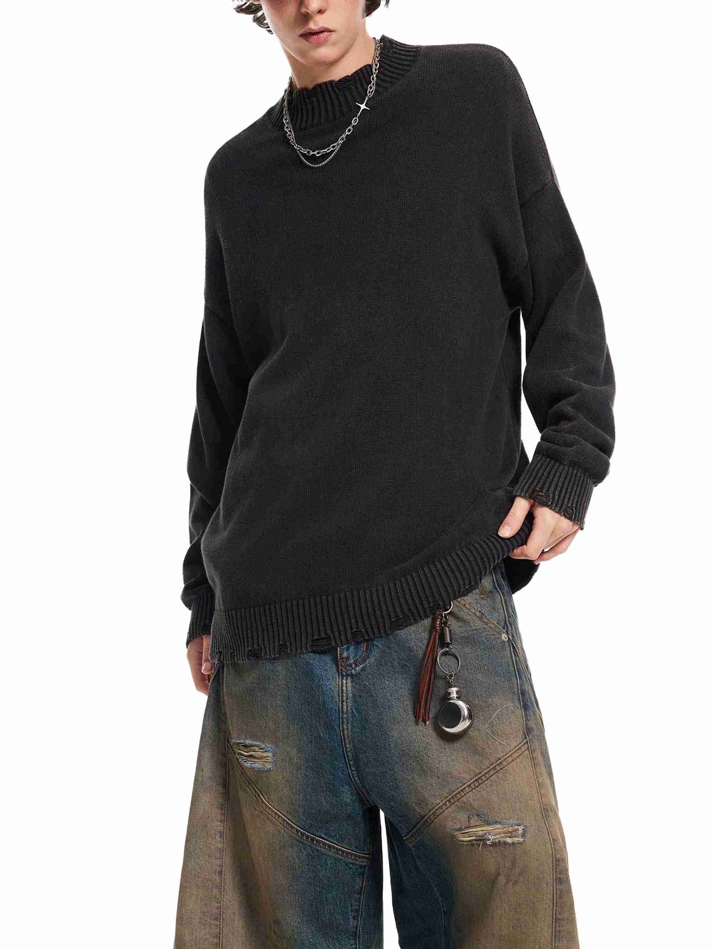 Vintage Washed Hand-Frayed Sweater - Tribemodeplus