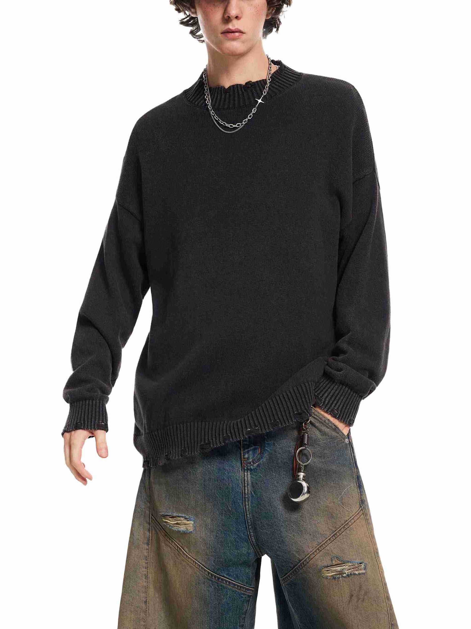 Vintage Washed Hand-Frayed Sweater - Tribemodeplus