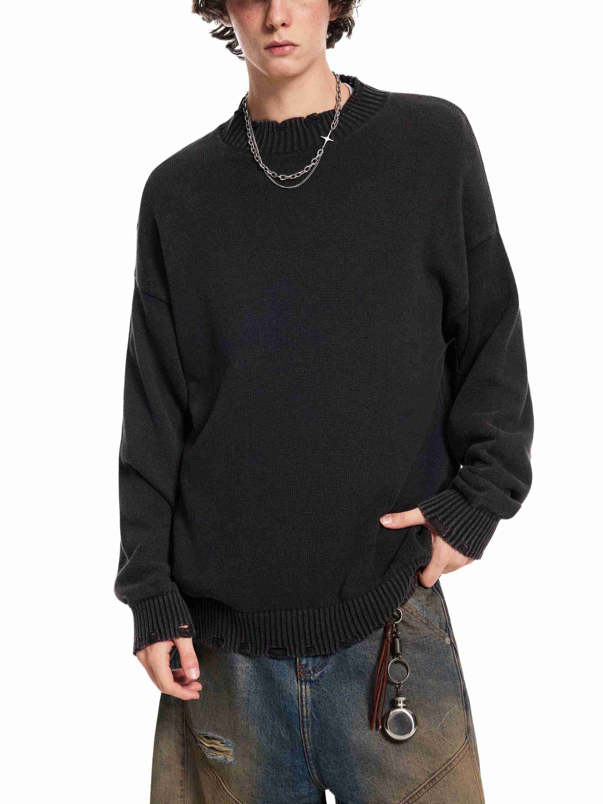 Vintage Washed Hand-Frayed Sweater - Tribemodeplus