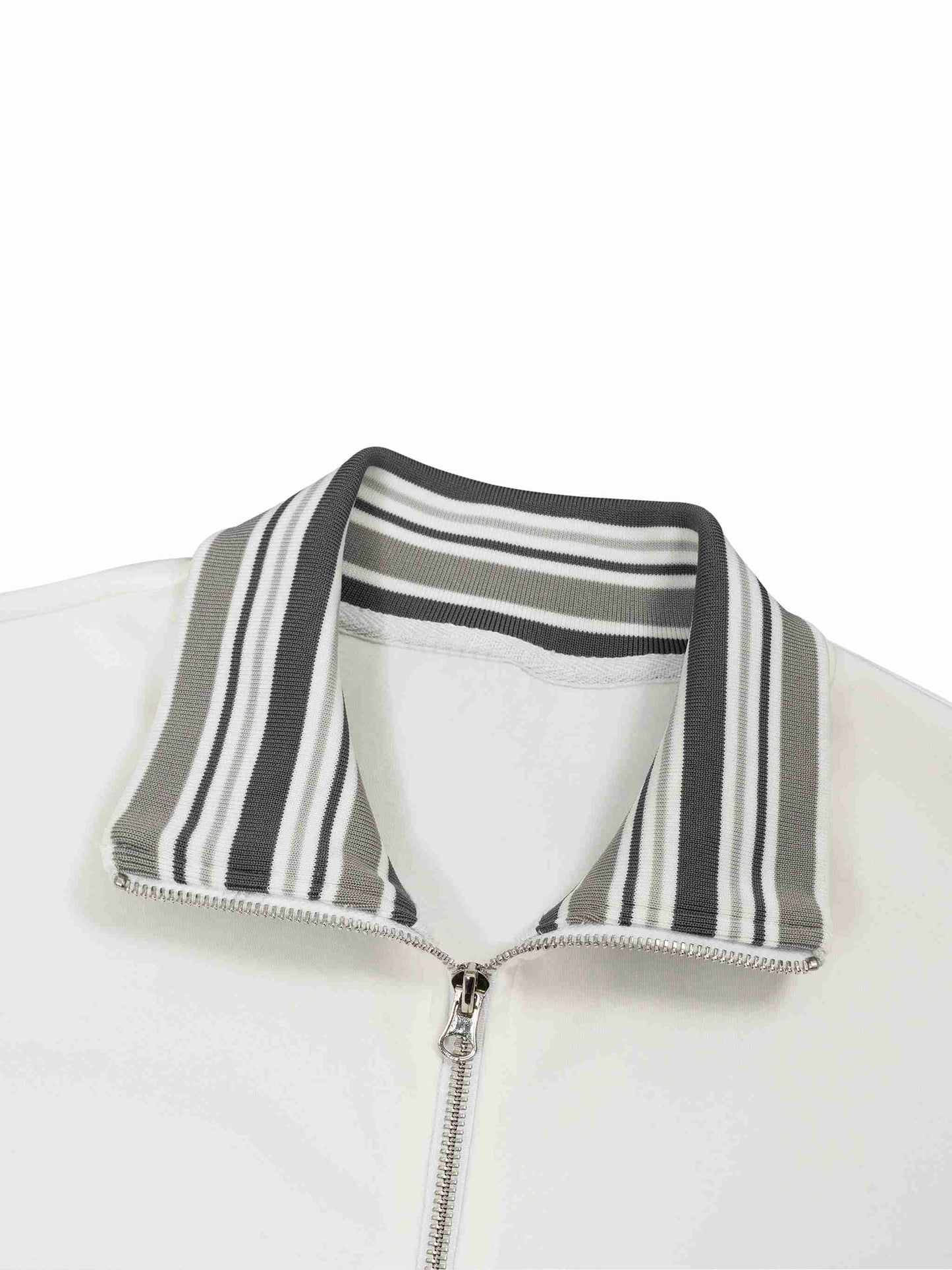 Striped Rib Collar Zip Jacket - Tribemodeplus