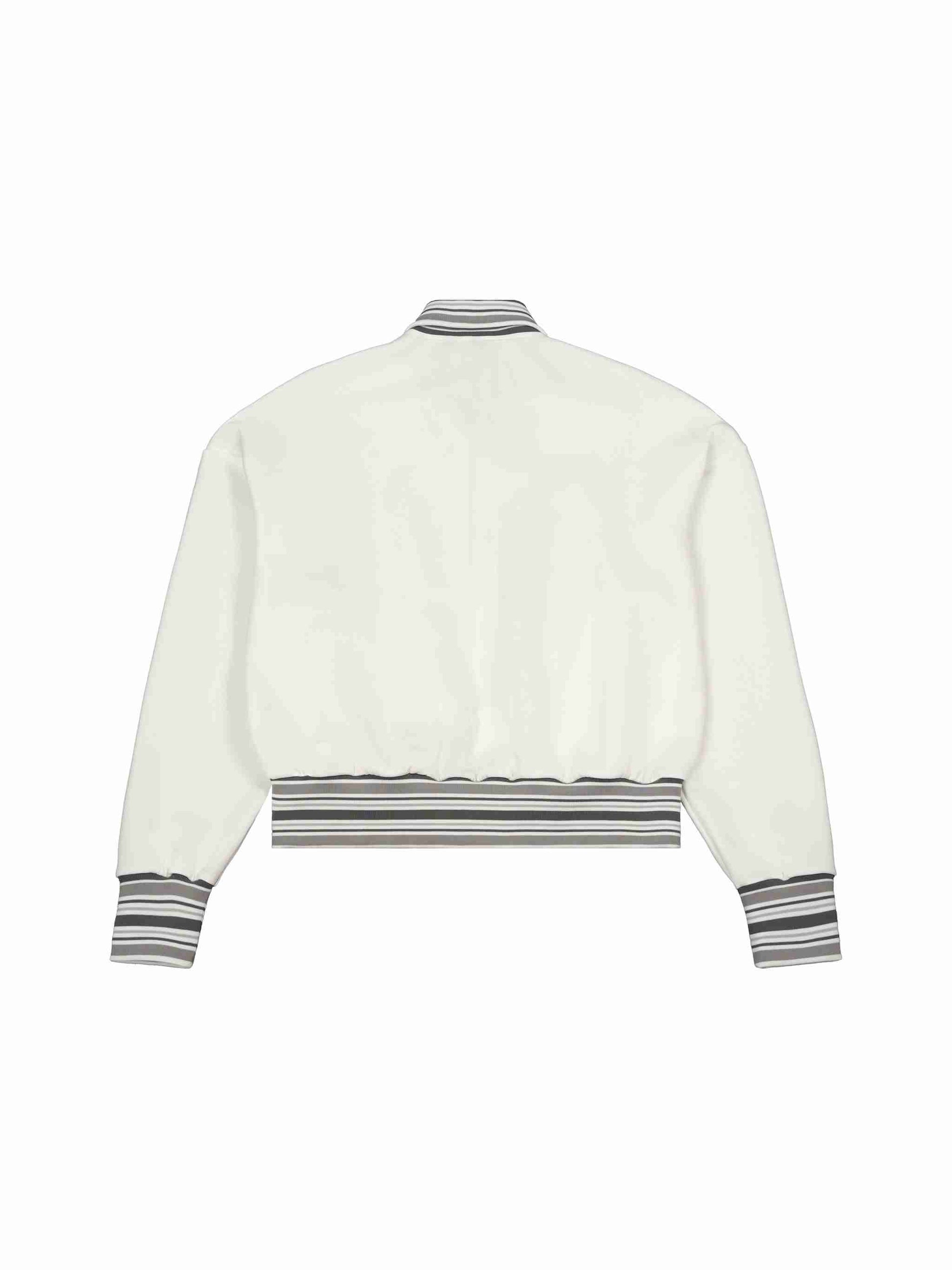 Striped Rib Collar Zip Jacket - Tribemodeplus