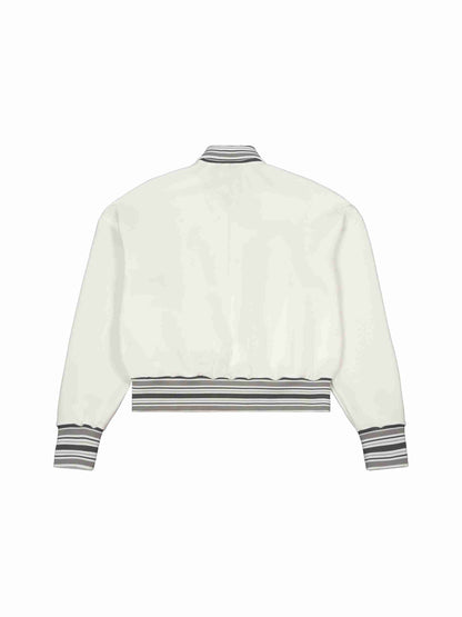 Striped Rib Collar Zip Jacket - Tribemodeplus