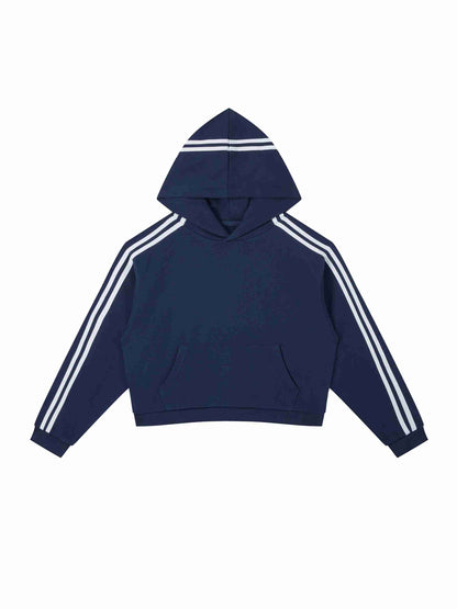 Contrast Side Stripe Cropped Hoodie - Tribemodeplus