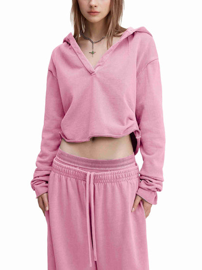 Vintage Washed Raw Edge Hoodie - Tribemodeplus
