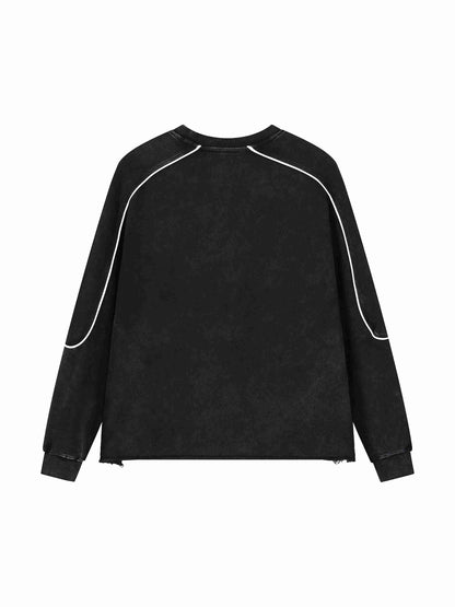 Mineral Wash Piping Raw Hem Sweatshirt - Tribemodeplus