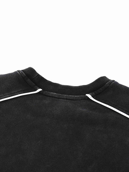 Mineral Wash Piping Raw Hem Sweatshirt - Tribemodeplus
