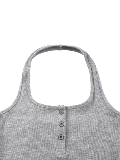 Women's Ribbed Henley Tank Top